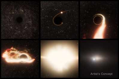 Astrónomos descubren un escurridizo agujero negro supermasivo errante mientras devora una estrella